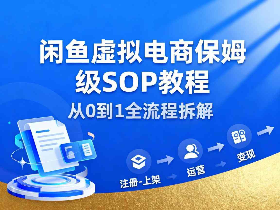 闲鱼虚拟电商,月入轻松过1W,保姆级SOP教程-桀创项目掘金社