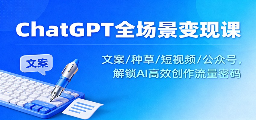 ChatGPT全场景变现课：文案/种草/短视频/公众号，解锁AI高效创作流量密码-桀创项目掘金社