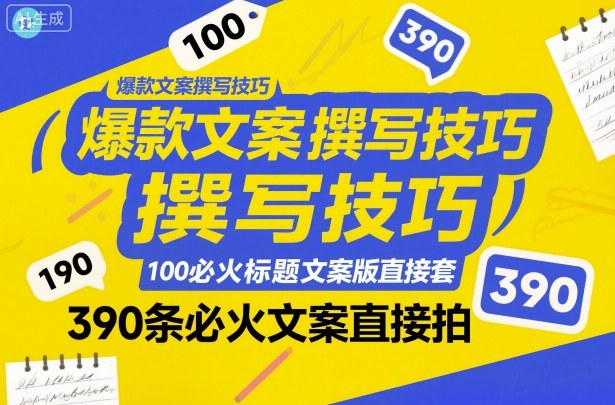 爆款文案撰写技巧，100个必火标题文案模版直接套，390条必火文案直接拍-桀创项目掘金社
