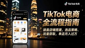 TikTok电商全流程指南，涵盖店铺搭建、选品策略、流量获取，单店月入过万-桀创项目掘金社