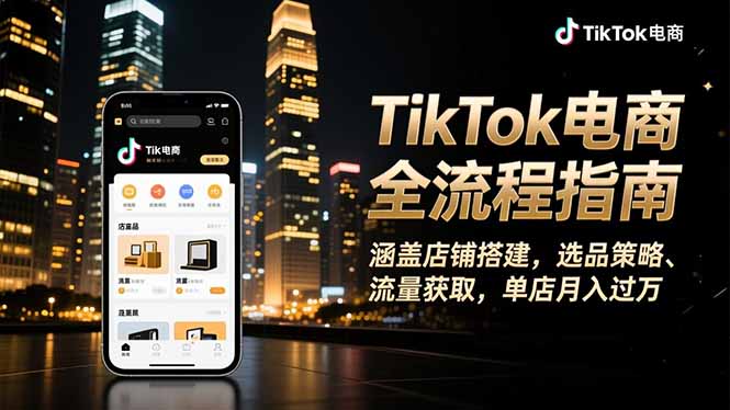 TikTok电商全流程指南，涵盖店铺搭建、选品策略、流量获取，单店月入过万-桀创项目掘金社