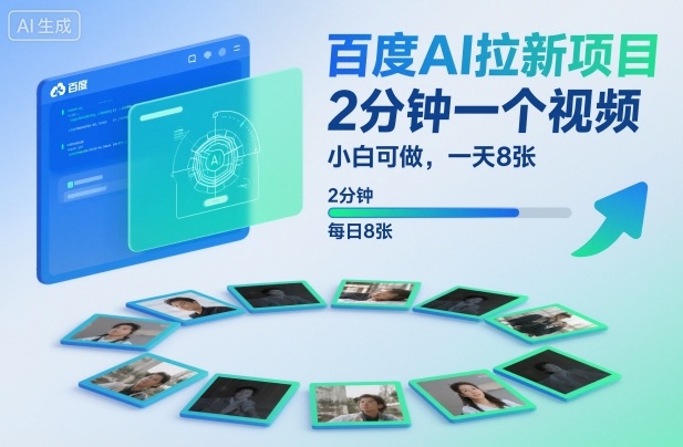 百度AI拉新项目,2分钟一个视频,小白可做,一天8张【附案例+保姆级教程】-桀创项目掘金社