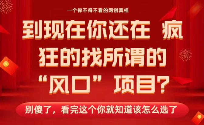 马上26年了，你还在找所谓的风口项目？别傻了，看完这个你全都懂了！【揭秘】-桀创项目掘金社