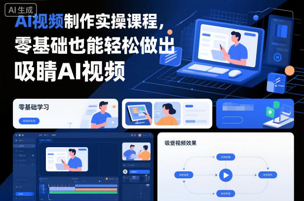 AI视频制作实操课程，零基础也能轻松做出吸睛AI视频-桀创项目掘金社