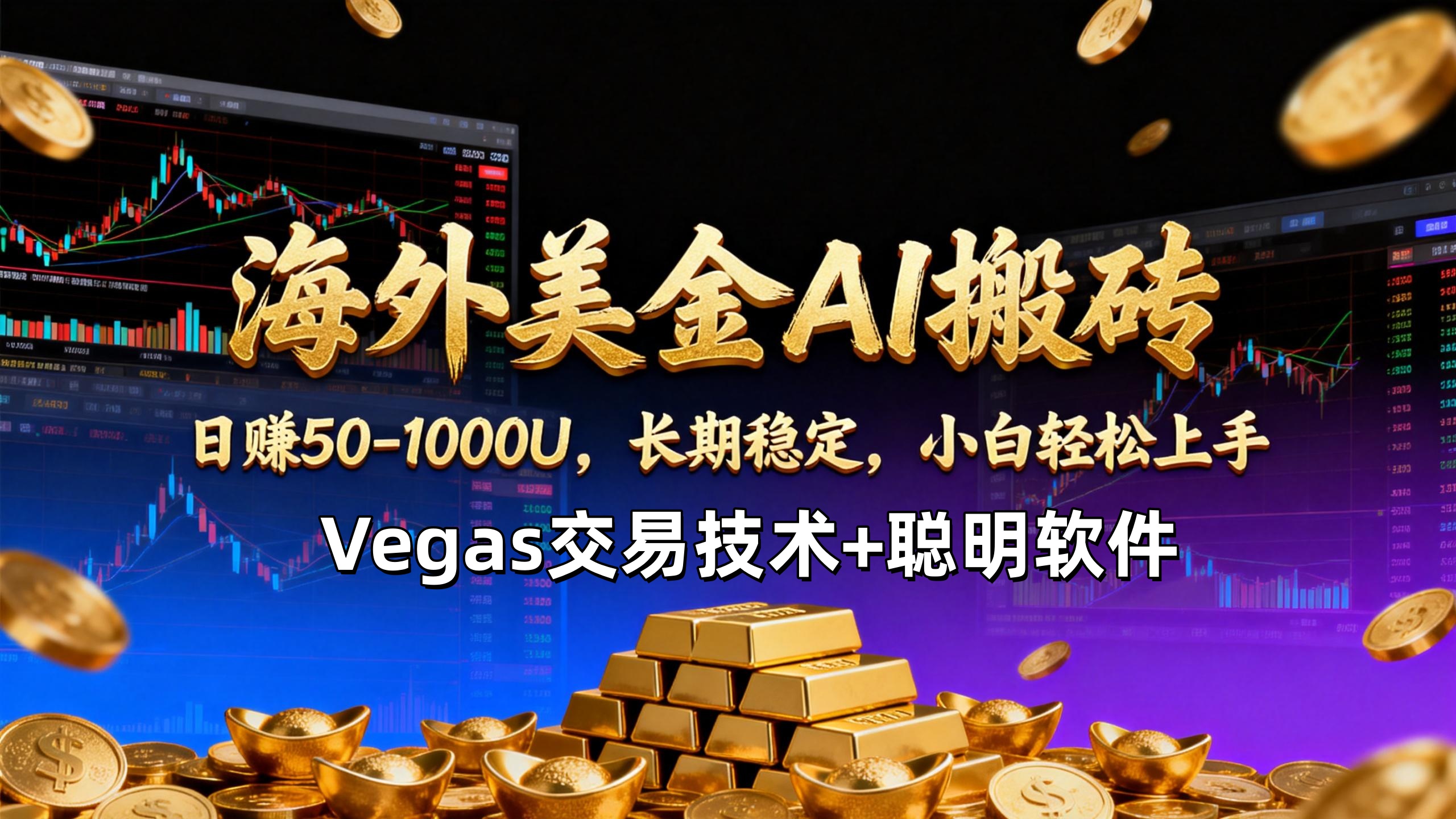 【海外美金AI搬砖】Vegas交易技术+聪明软件，日赚50-1000U，长期稳定，小白轻松上手。-桀创项目掘金社