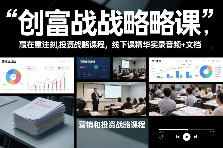 创富战略课，赢在重注时刻，营销和投资战略课程，线下课精华实录音频+文档-桀创项目掘金社