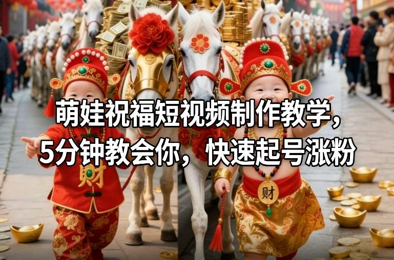 萌娃祝福短视频制作教学，5分钟教会你，快速起号涨粉-桀创项目掘金社
