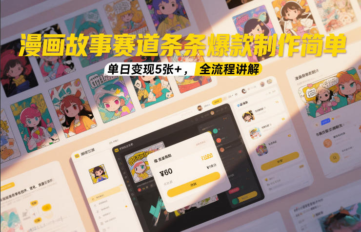 漫画故事赛道条条爆款制作简单，单日变现5张+，全流程讲解-桀创项目掘金社