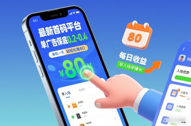 最新首码平台，单广告保底0.2-0.4，单机一天轻松撸80，早入场早賺米【揭秘】-桀创项目掘金社