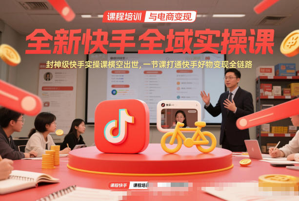 全新快手全域实操课，封神级快手实操课横空出世，一节课打通快手好物变现全链路-桀创项目掘金社