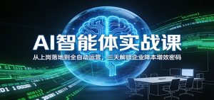 AI智能体实战课：从上岗落地到全自动运营，三天解锁企业降本增效密码-桀创项目掘金社