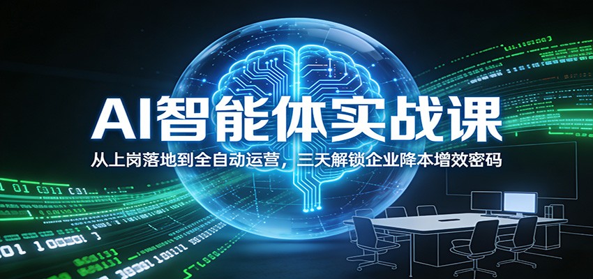 AI智能体实战课：从上岗落地到全自动运营，三天解锁企业降本增效密码-桀创项目掘金社