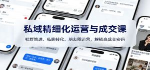 私域精细化运营与成交课:社群管理、私聊转化、朋友圈运营,解锁高成交密码-桀创项目掘金社