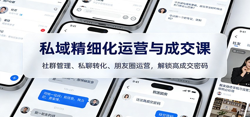 私域精细化运营与成交课:社群管理、私聊转化、朋友圈运营,解锁高成交密码-桀创项目掘金社