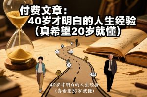 付费文章：40岁才明白的人生经验(真希望20岁就懂)-桀创项目掘金社