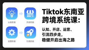 TikTok东南亚跨境系统课:认知、开店、运营、引流四步走,稳健开启出海之路-桀创项目掘金社