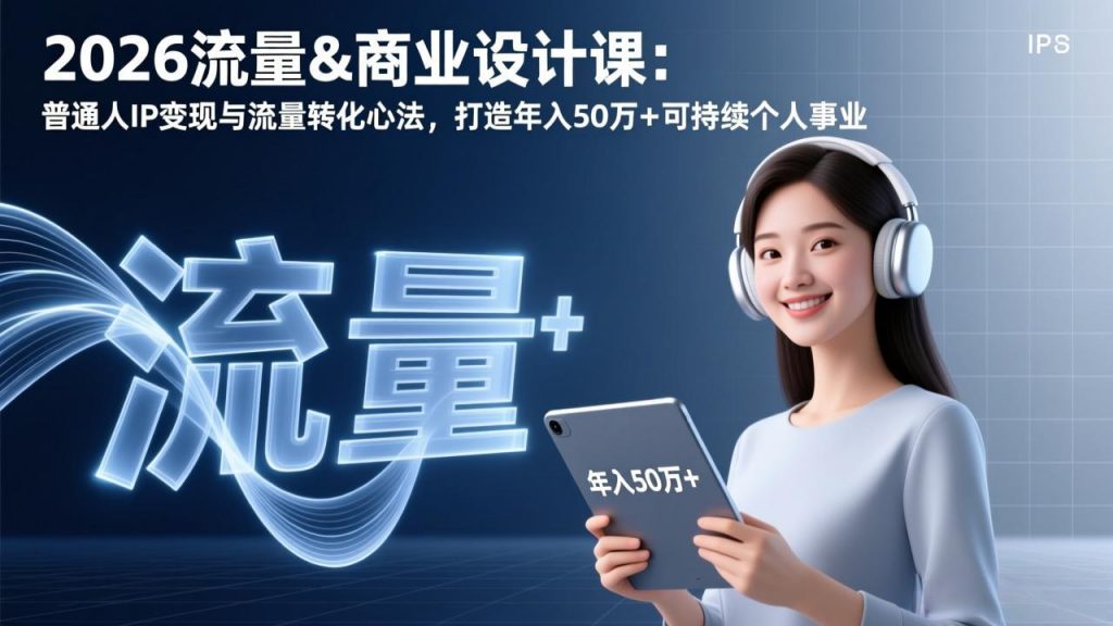 2026流量&商业设计课：普通人IP变现与流量转化心法，打造年入50万+可持续个人事业-桀创项目掘金社