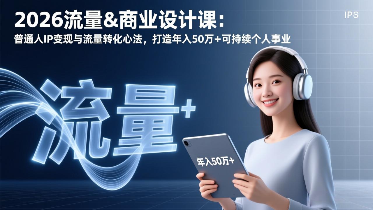 2026流量&商业设计课：普通人IP变现与流量转化心法，打造年入50万+可持续个人事业-桀创项目掘金社
