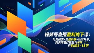 视频号直播盈利线下课：付费投流+三频共振+私域升单，两天两夜打通盈利闭环，月利润5-15万-桀创项目掘金社