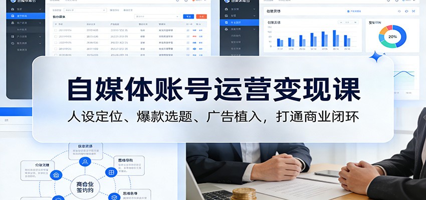 自媒体账号运营变现课：人设定位、爆款选题、广告植入，打通商业闭环-桀创项目掘金社