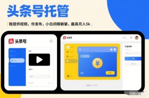 头条号AI托管，我提供视频，你发布，小白闭眼躺賺，最高月入5k+【揭秘】-桀创项目掘金社