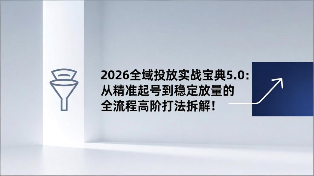 2026全域投放实战宝典5.0：从精准起号到稳定放量的全流程高阶打法拆解！-桀创项目掘金社