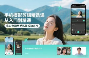 手机摄影剪辑精选课，从入门到精通，小白也能用手机轻松拍大片-桀创项目掘金社