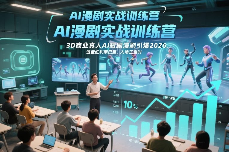 AI漫剧实战训练营，3D商业真人AI短剧漫剧引爆2026，流量红利期已至，入场正当时-桀创项目掘金社
