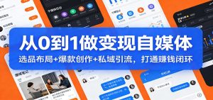 从0到1做变现自媒体：选品布局+ 爆款创作+私域引流，打通赚钱闭环-桀创项目掘金社