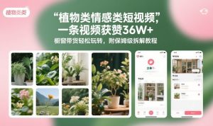 植物类情感类短视频，一条视频获赞36W+，橱窗带货轻松玩转，附保姆级拆解教程-桀创项目掘金社