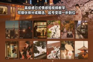 高级感日式情感短视频教学，可做伙伴分成精选，起号变现一步到位-桀创项目掘金社