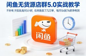 闲鱼无货源店群5.0实战教学，不补单，不投流，每天5小时，在闲鱼卖了几万单，每月5k到7k的净利润-桀创项目掘金社