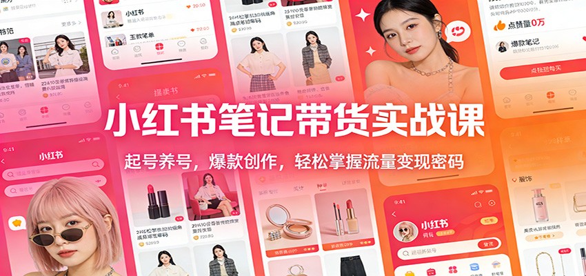 小红书笔记带货实战课：起号养号，爆款创作，轻松掌握流量变现密码-桀创项目掘金社