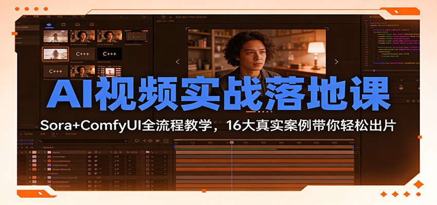 AI视频实战落地课：Sora+ComfyUI全流程教学，16大真实案例带你轻松出片-桀创项目掘金社
