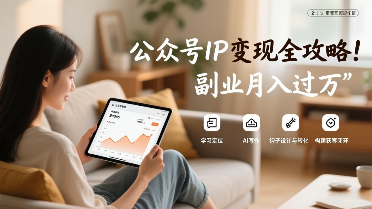 公众号IP变现全攻略，学习定位、AI写作、钩子设计与转化，构建获客闭环，副业月入过万-桀创项目掘金社