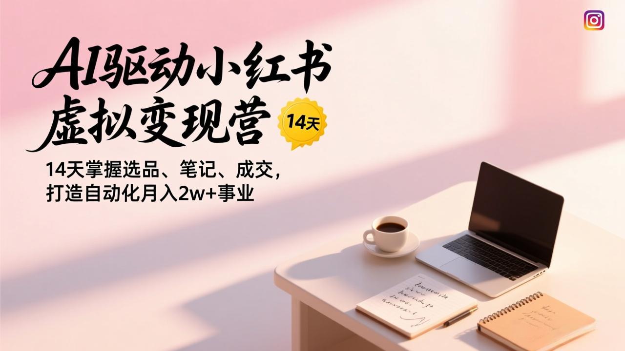 AI驱动小红书虚拟变现营,14天掌握选品、笔记、成交,打造自动化月入2w+事业-桀创项目掘金社