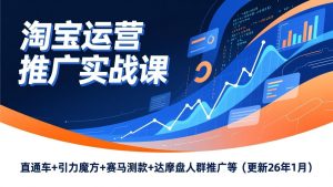 淘宝运营推广实战课,直通车+引力魔方+赛马测款+达摩盘人群推广等(更新26年1月-桀创项目掘金社