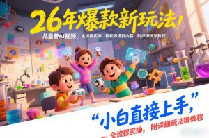 26年爆款新玩法，儿童科普AI视频，全流程实操，轻松做爆款内容，小白直接上手，附详细玩法教程-桀创项目掘金社