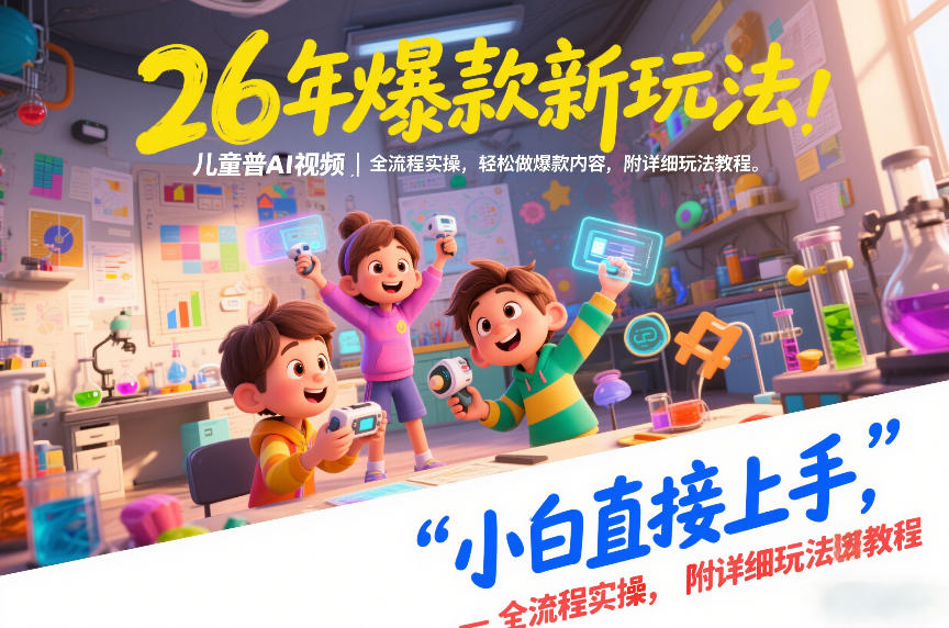 26年爆款新玩法,儿童科普AI视频,全流程实操,轻松做爆款内容,小白直接上手,附详细玩法教程-桀创项目掘金社