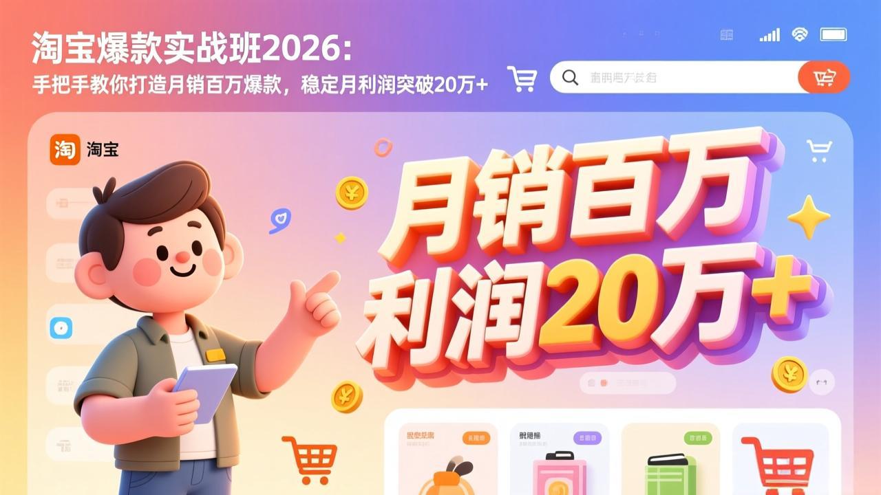 淘宝爆款实战班2026：手把手教你打造月销百万爆款，稳定月利润突破20万+-桀创项目掘金社