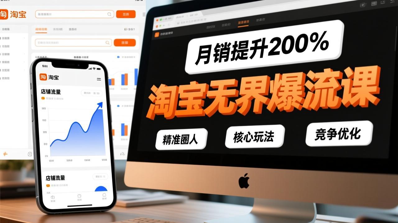 淘宝无界爆流课，精准圈人、核心玩法、竞争优化，快速引爆店铺流量，月销提升200%-桀创项目掘金社