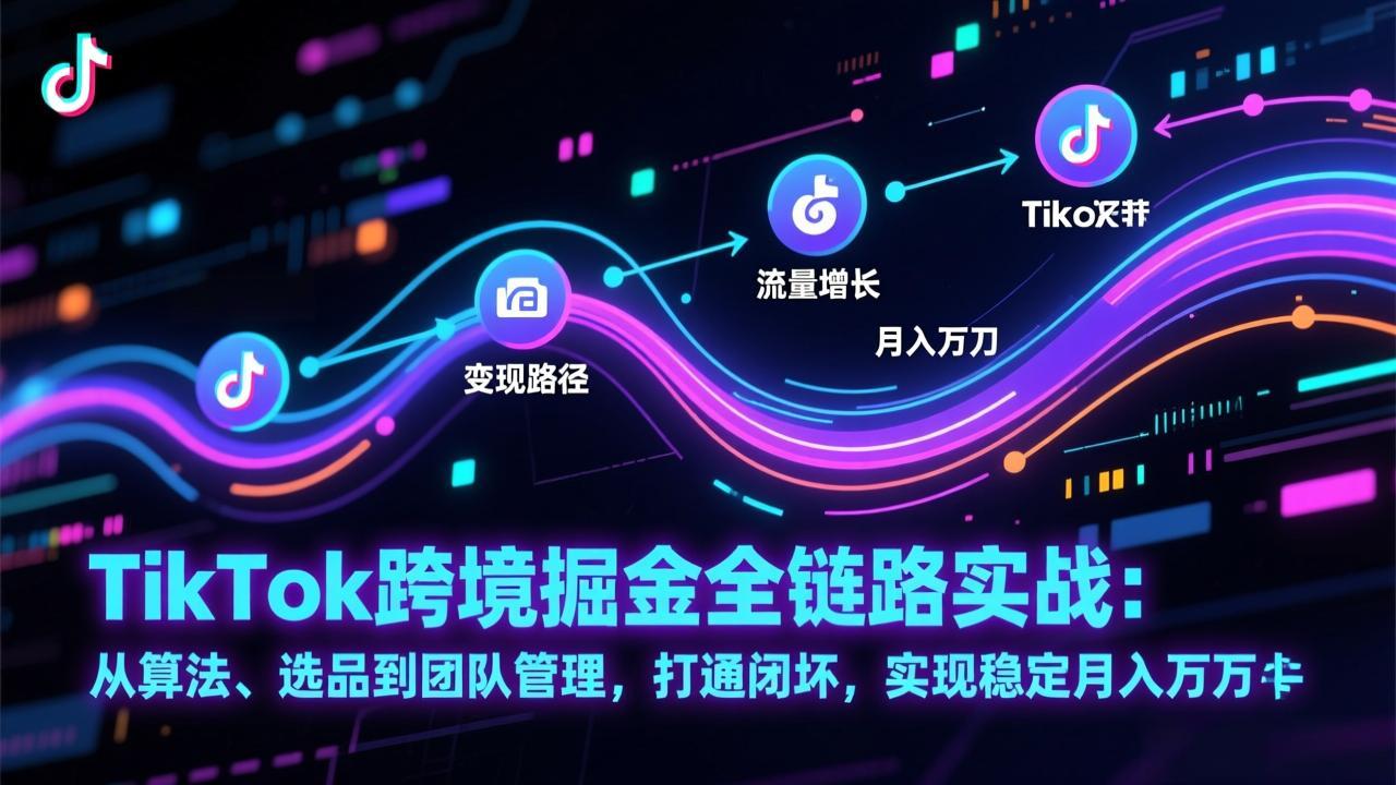 TikTok跨境掘金全链路实战：从算法、选品到团队管理，打通闭环，实现稳定月入万刀-桀创项目掘金社