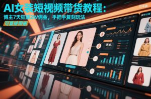 AI女装短视频带货教程：博主7天狂賺2W佣金，手把手复刻玩法，可直接照搬-桀创项目掘金社