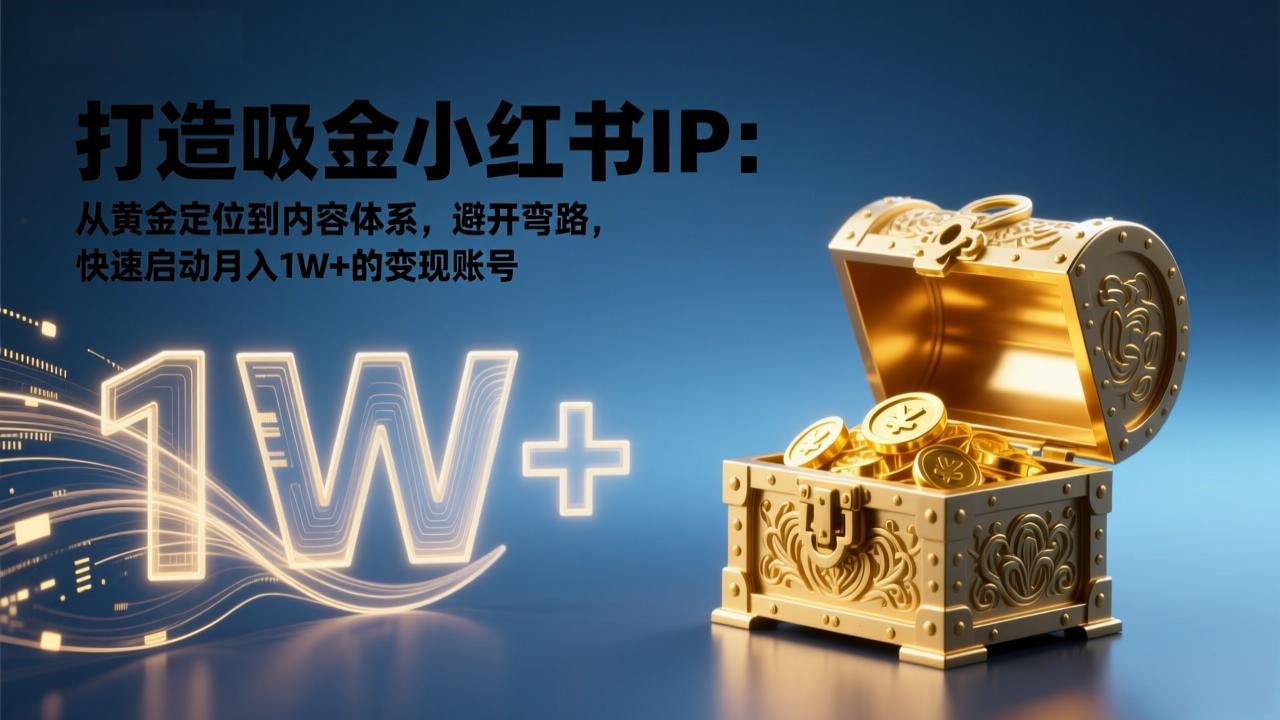 打造吸金小红书IP：从黄金定位到内容体系，避开弯路，快速启动月入1W+的变现账号-桀创项目掘金社