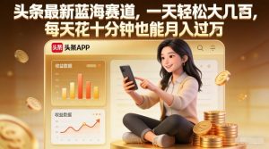 头条最新蓝海赛道，一天轻松大几张，每天花十分钟也能月入过1W【揭秘】-桀创项目掘金社