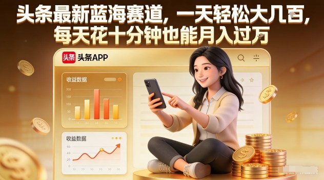 头条最新蓝海赛道,一天轻松大几张,每天花十分钟也能月入过1W【揭秘】-桀创项目掘金社