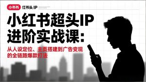 小红书超头IP进阶实战课:从人设定位、主页搭建到广告变现的全链路爆款打法-桀创项目掘金社