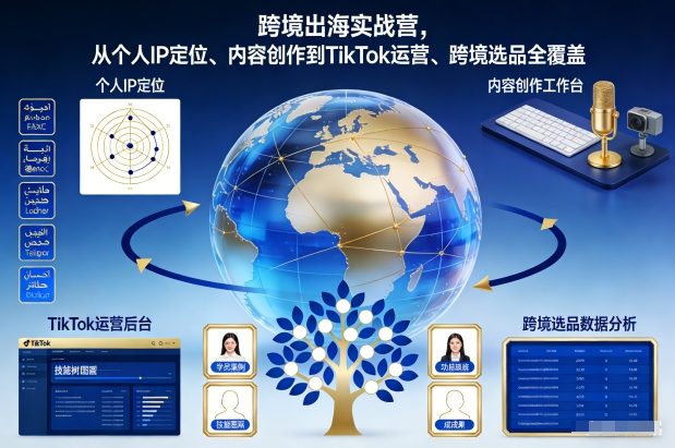 跨境出海实战营,从个人IP定位、内容创作到TikTok运营、跨境选品全覆盖-桀创项目掘金社
