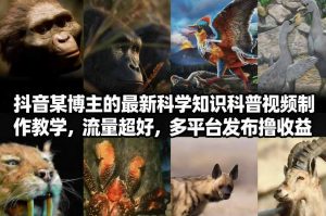 抖音60W粉丝博主最新科学知识科普视频制作教学，流量超好，多平台发布撸收益-桀创项目掘金社