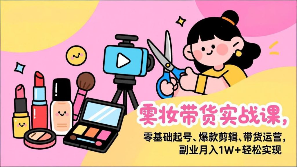 美妆带货实战课,零基础起号、爆款剪辑、带货运营,副业月入1W+轻松实现-桀创项目掘金社